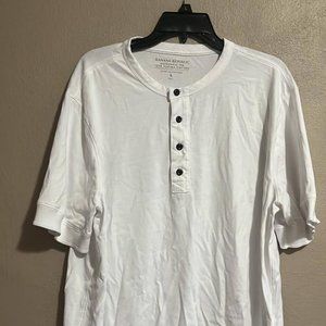 Henley Neck Short Sleeve Jcrew T Shirt White LARGE TALL